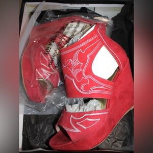 Red Wedge Sandals